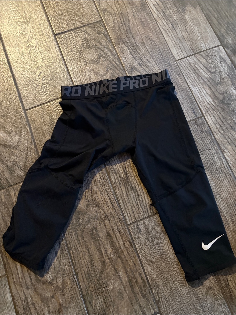 Nike Black' 3/4 Performance Leggings with White Swoosh
